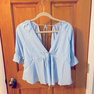 Tie Detail Peplum Top — Boohoo